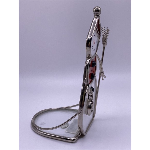 Decorative Stained Glass Snowman With Broom VOTIVE Tea Light CANDLE HOLDER - Picture 2 of 6